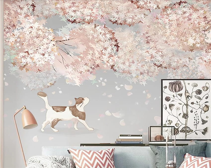 Beibehang 사용자 정의 현대 미니멀 북유럽 일본식 벚꽃 침실 홈 장식 HD 월페이퍼