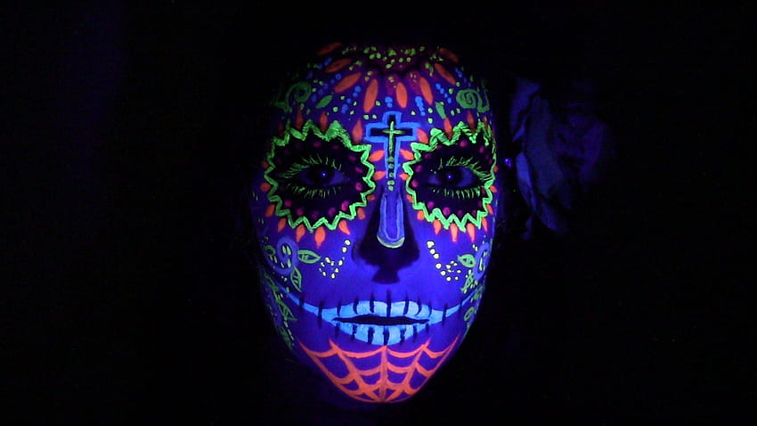 UV and Black Light Sugar Skull Designs, neon makeup black light HD wallpaper