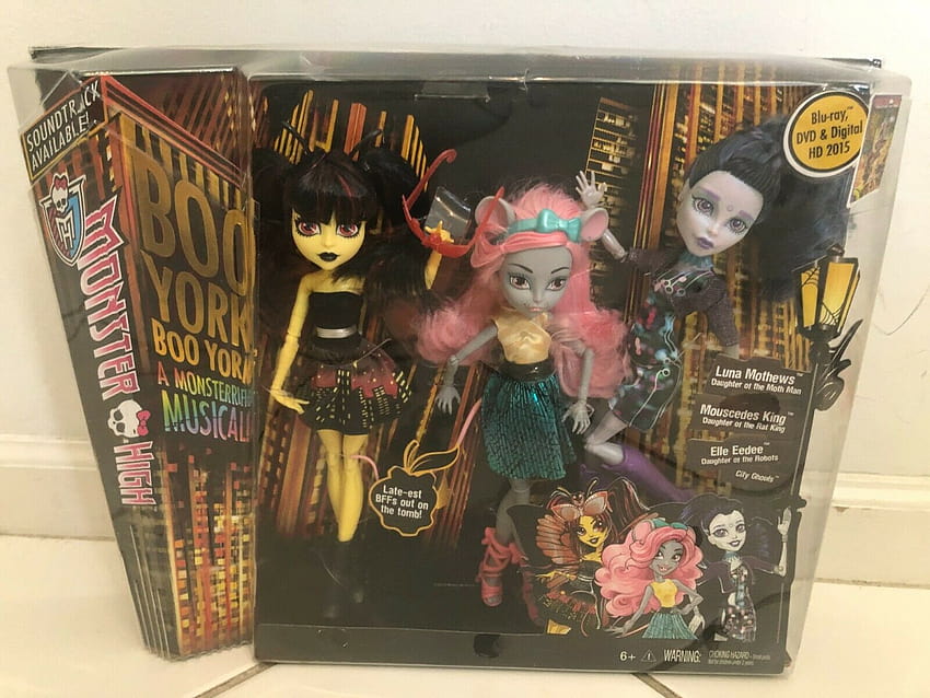 Monster High Boo York 3pc Set Dolls Luna Mothews Mouscedes King Elle Eedee for sale online HD wallpaper