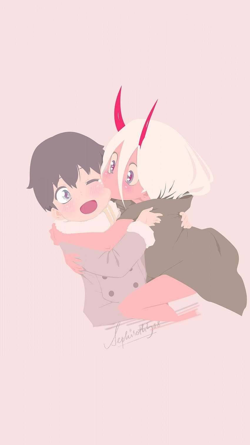 Minimal, Zero Two and Hiro, art, zero two cute android HD phone wallpaper