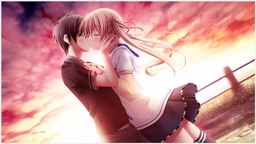 Linda pareja de anime, parejas de anime besándose fondo de pantalla