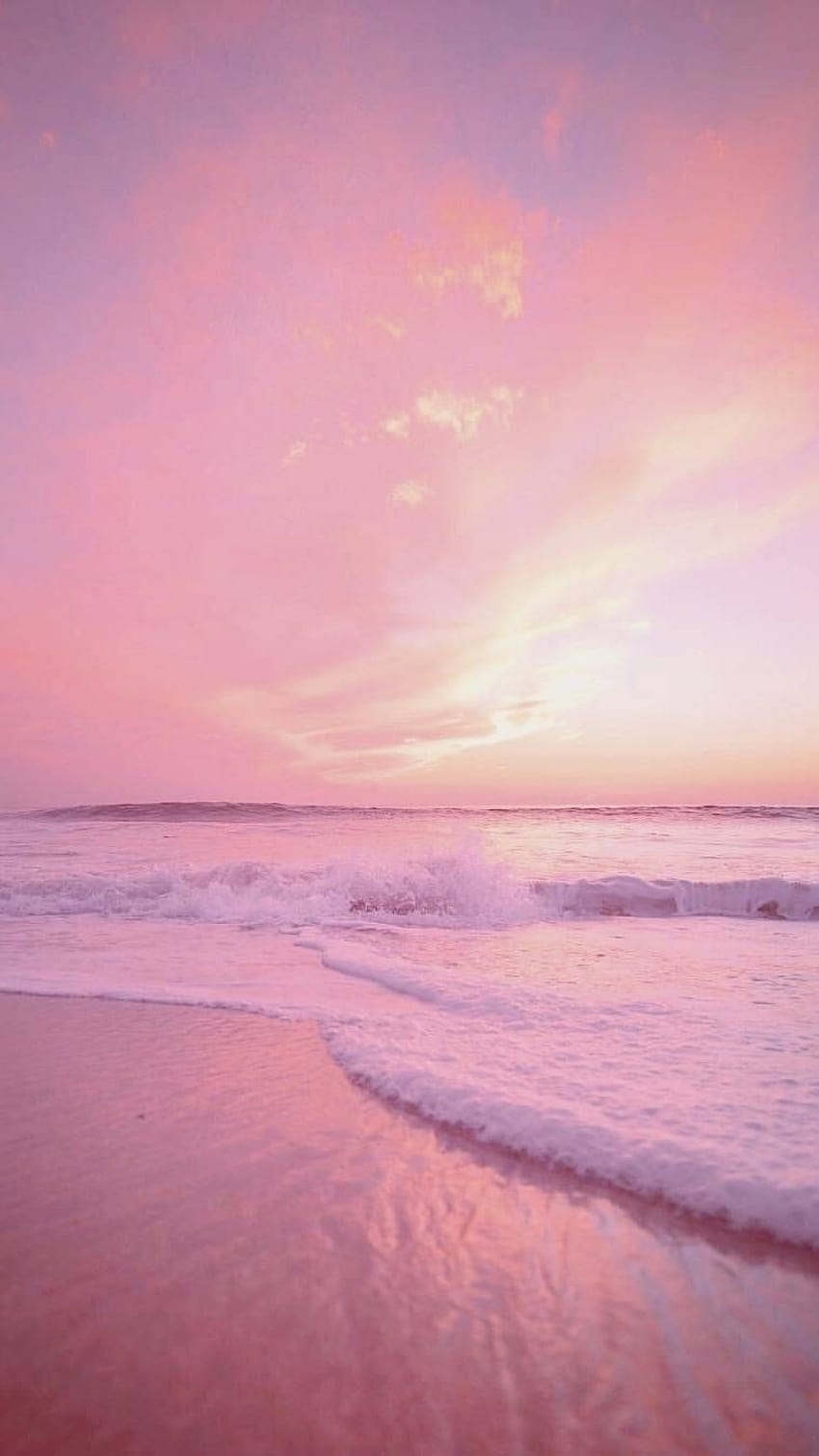 Pink Sea, aesthetic pink clouds and sea HD phone wallpaper