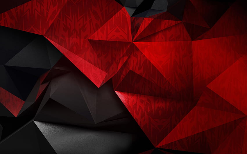 Artistic, Black, Digital Art, Low Poly, Red, red artistic digital art HD wallpaper