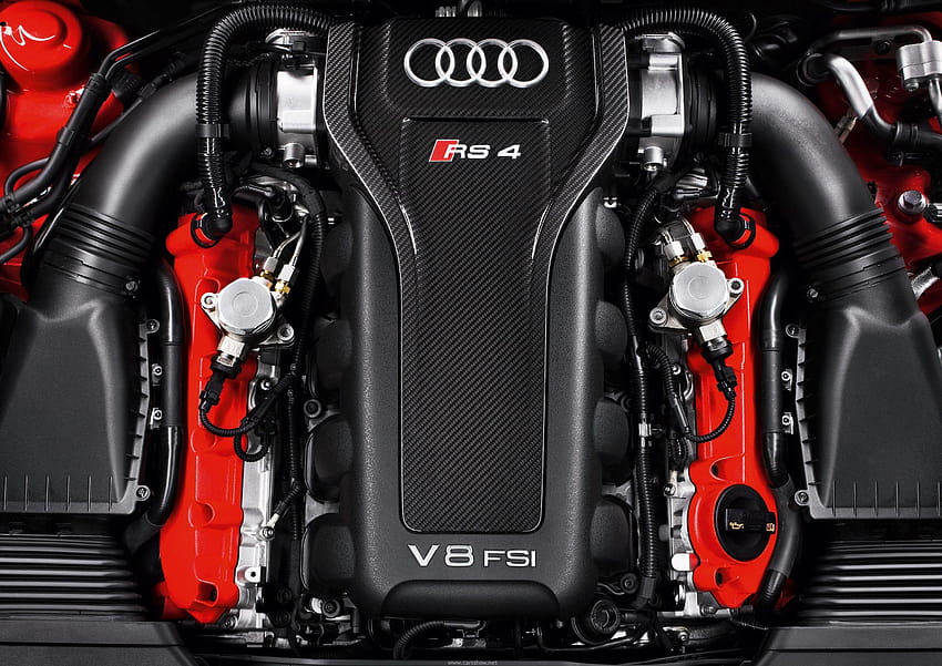 2012 Audi RS4 Avant – Motorraum HD-Hintergrundbild