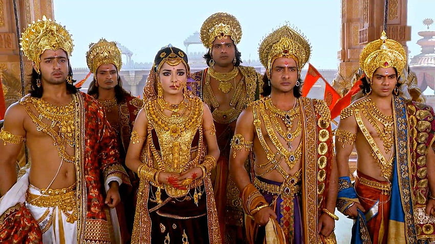 Draupadi y sus maridos Pandavas. Serie de televisión Mahabharata 2013 fondo de pantalla