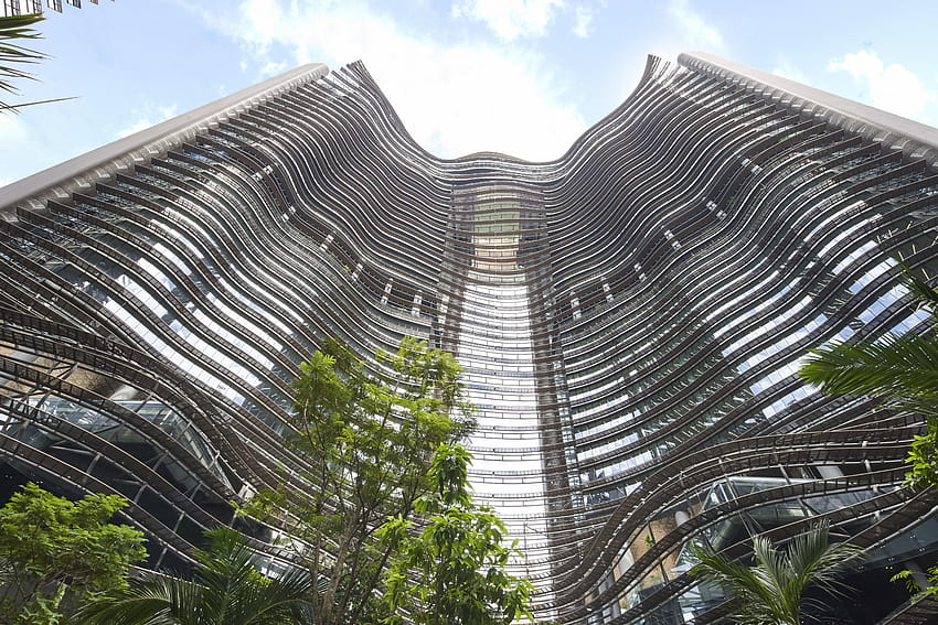 Singapur'daki bu yeni kentsel orman, Marina One Architecture Singapur'un geleceği olabilir. HD duvar kağıdı