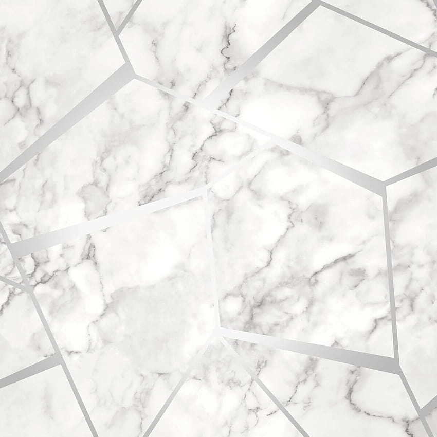 Tapet Marmor med grafiska metalliska detaljer i Silver HD phone wallpaper