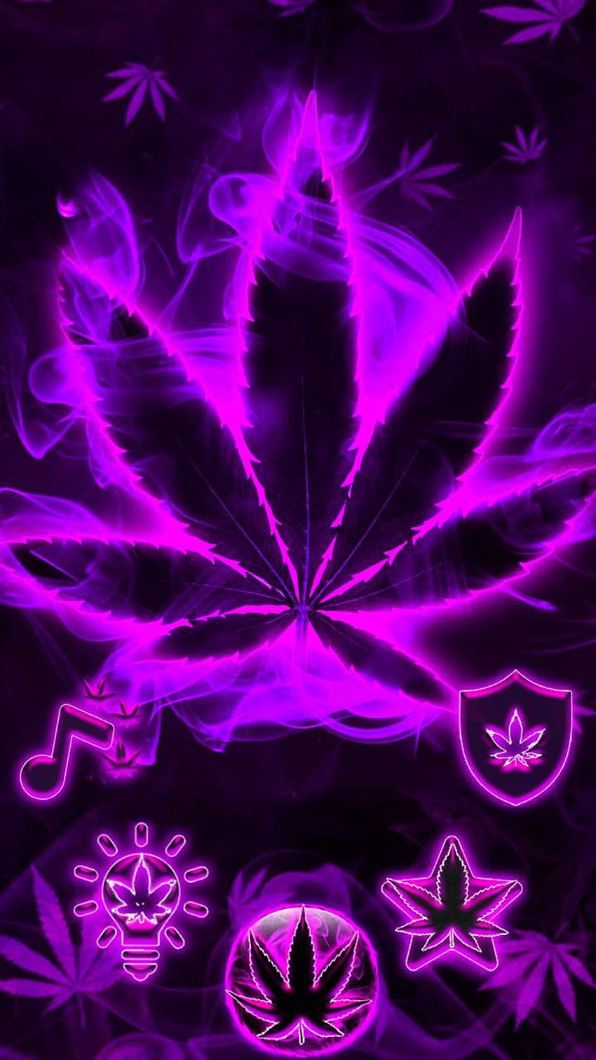 Tema Purple Neon Weed Rasta para Android, erva roxa Papel de parede de celular HD