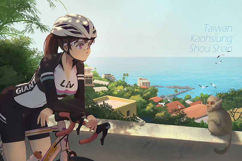 Free Vector | Hand drawn anime girl riding a bike