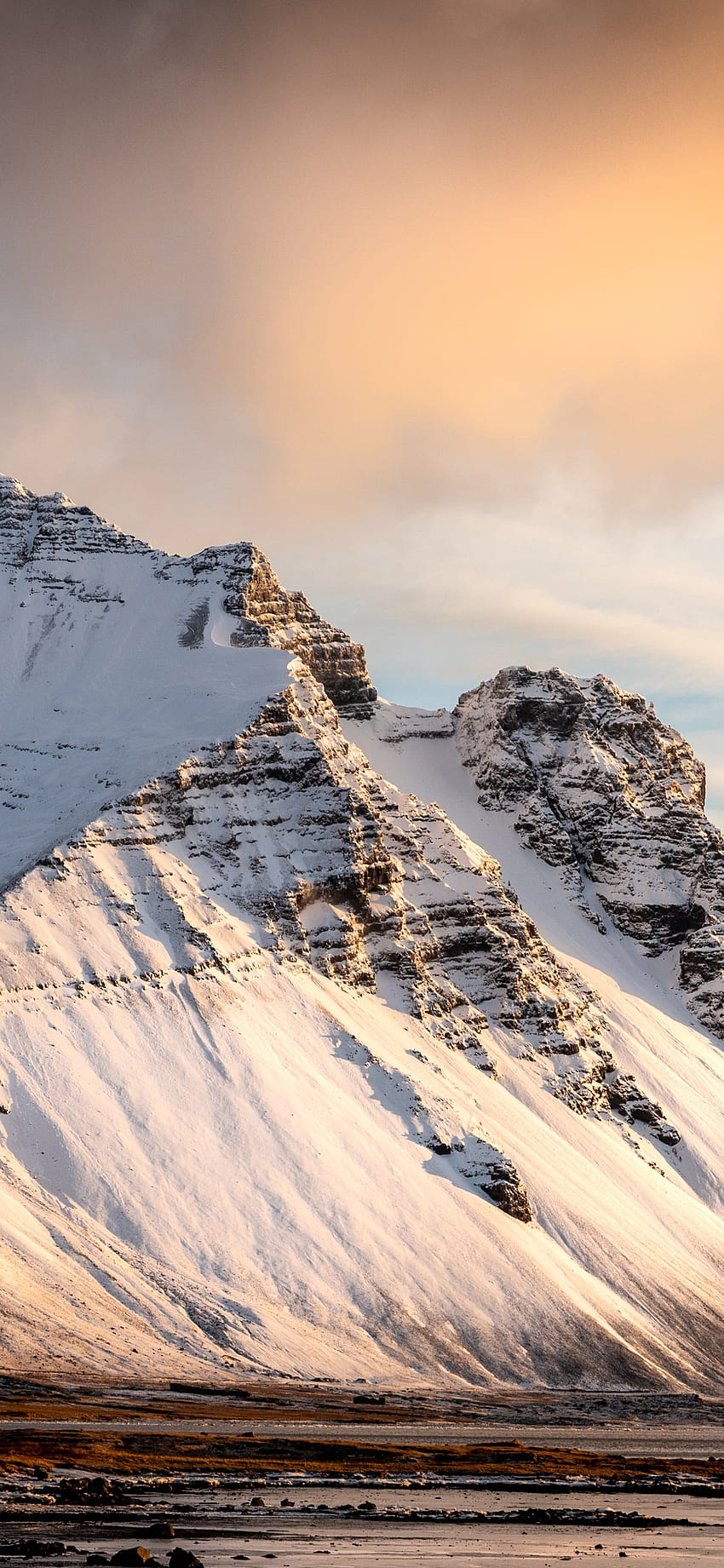 Nomad tarafından karla kaplı dağ, kış dağ sabahı HD telefon duvar kağıdı
