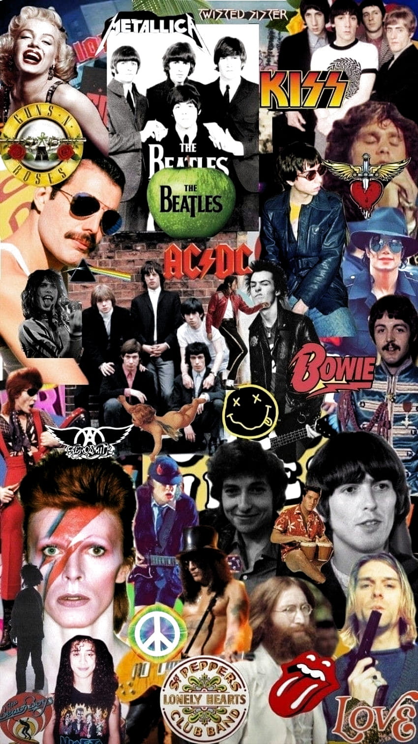 Beatles ...br.pinterest, kolase musik wallpaper ponsel HD