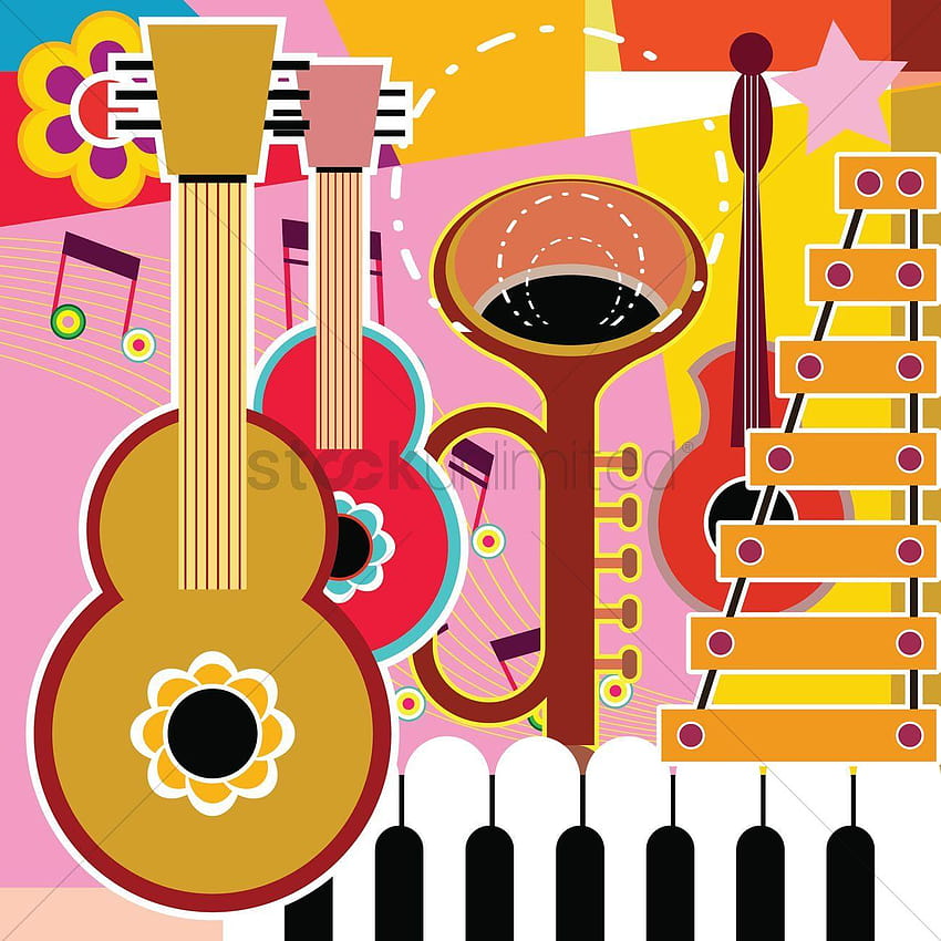 Colorful abstract music backgrounds Vector, background on musical instruments HD phone wallpaper
