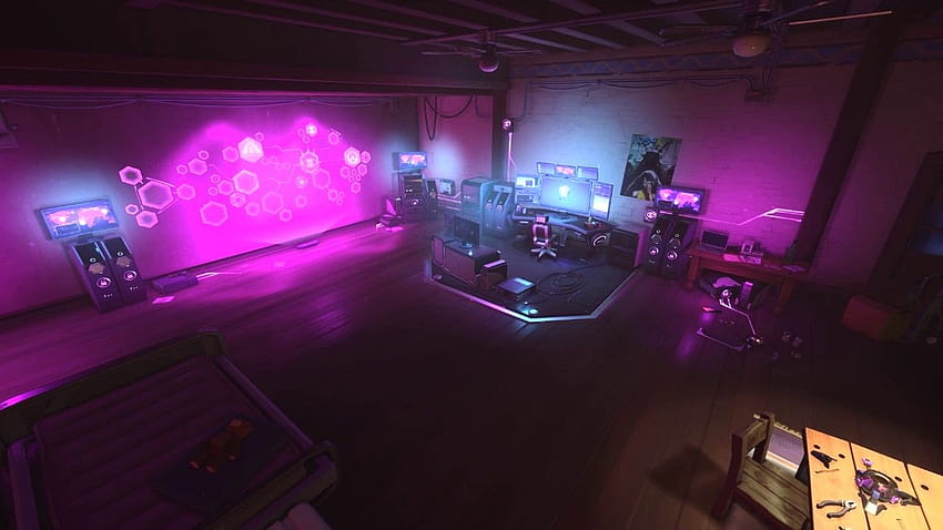 Gaming Room Animated, gaming studio HD wallpaper