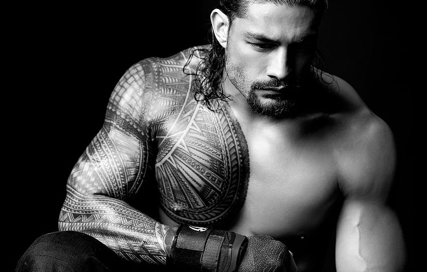 pose, tattoo, tattoo, glove, muscle, muscle, roman reigns body HD wallpaper