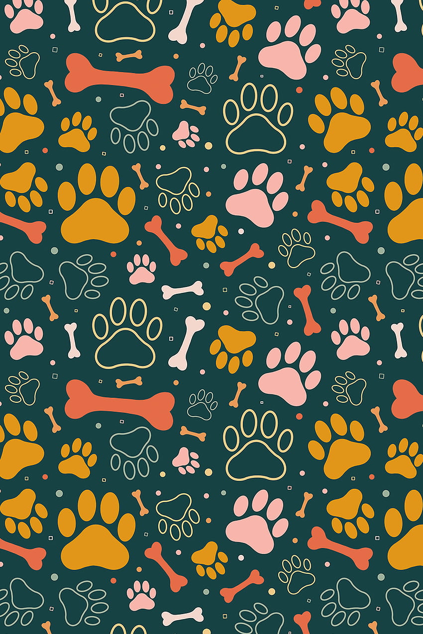 Colorful fabrics digitally printed by Spoonflower, dog paws HD phone wallpaper