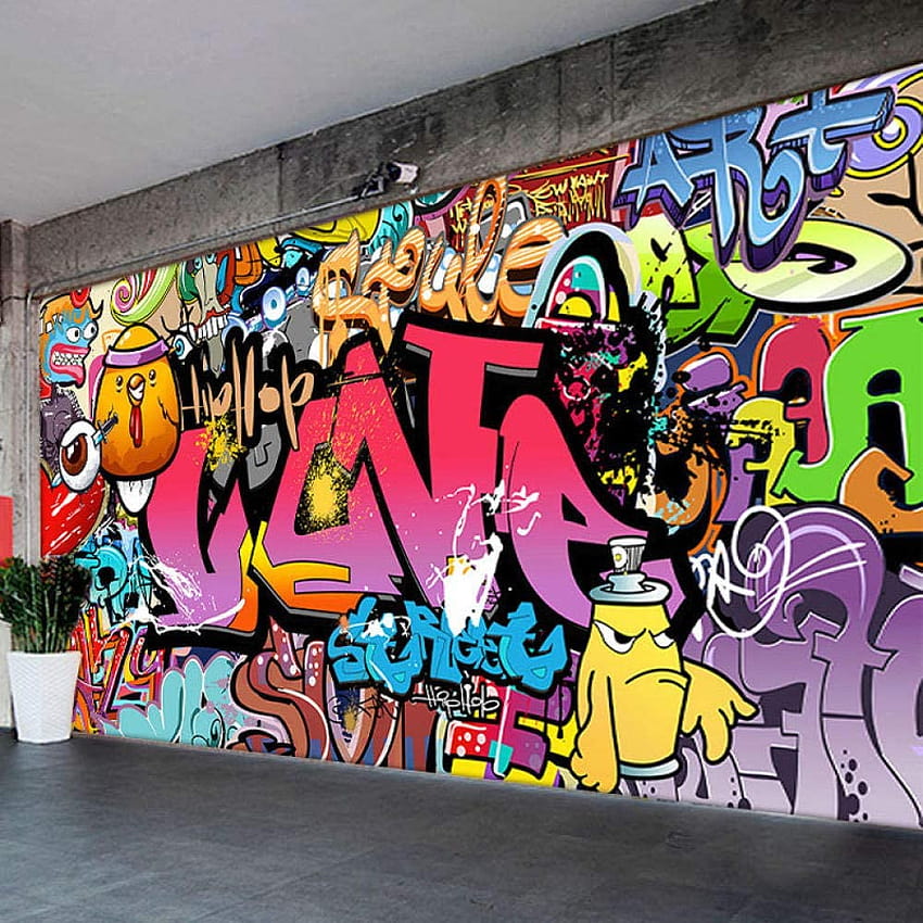 Творческо улично графити изкуство Европейски и американски стил Танцово студио Фитнес зала Декорация на стени Декорация на стая, 300cmx210cm HD тапет за телефон