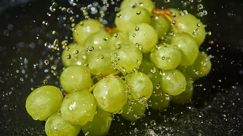 Green Grapes, Fruits, Water Drops, , Background, 9f768a HD wallpaper