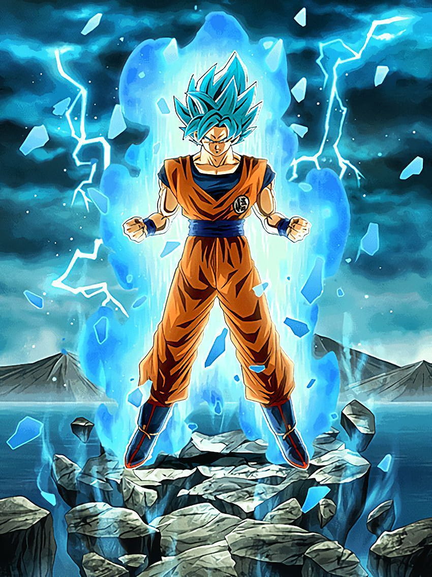 Die Reise eines Saiyajins in größere Höhen, Goku Super Saiyajin Blau und Gott HD-Handy-Hintergrundbild