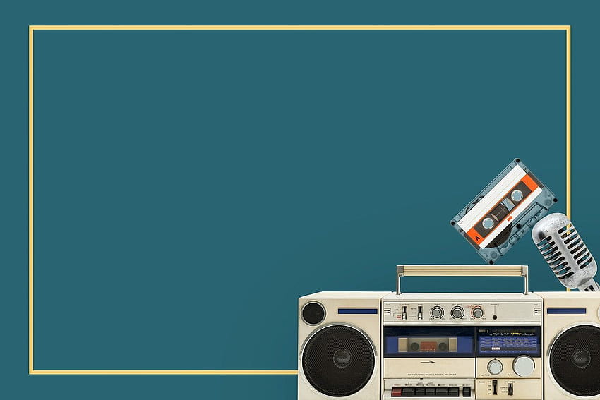 2020 年のゴールド フレームの古いラジオ カセット プレーヤーのプレミアム イラスト、 高画質の壁紙