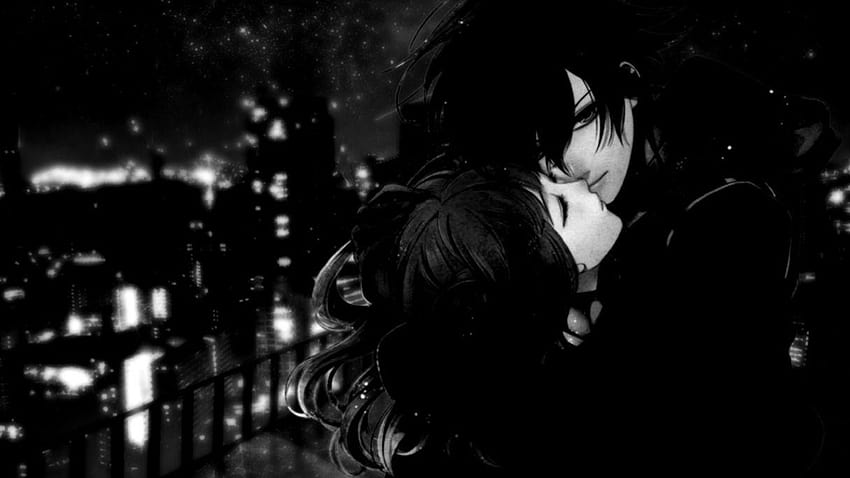 Beautiful Lover Scene Anime Creative Grayscale Artwork, black lover HD wallpaper