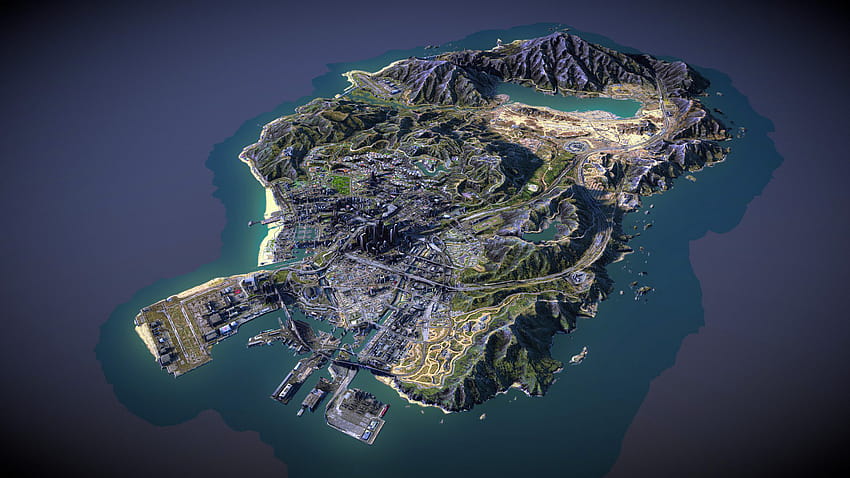 Large panoramic map of GTA 5, gta v map HD wallpaper