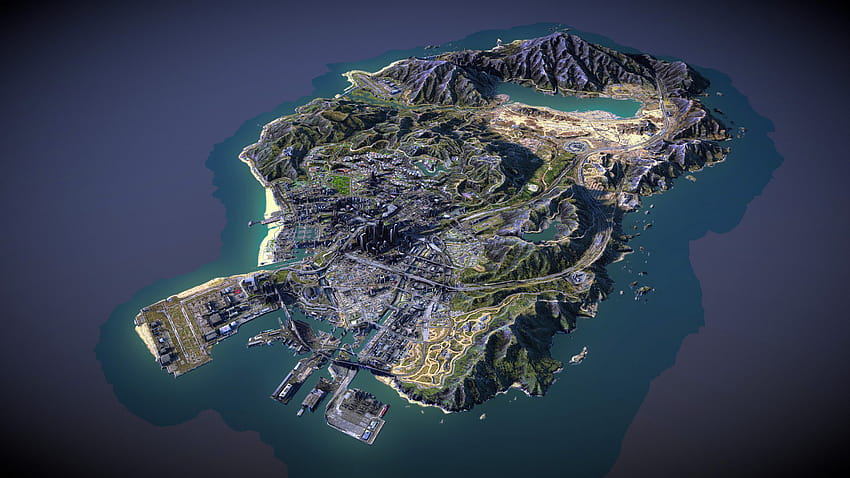 แผนที่พาโนรามาขนาดใหญ่ของ GTA 5 แผนที่ gta v วอลล์เปเปอร์ HD