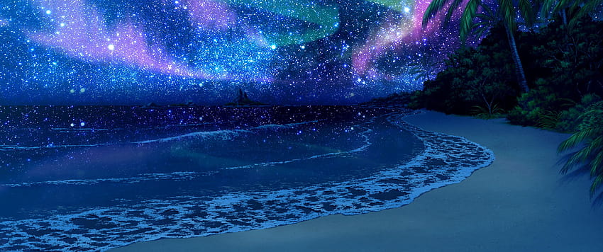 Playa Noche Cielo Estrellas Paisaje Naturaleza Anime, anime galaxy fondo de  pantalla | Pxfuel