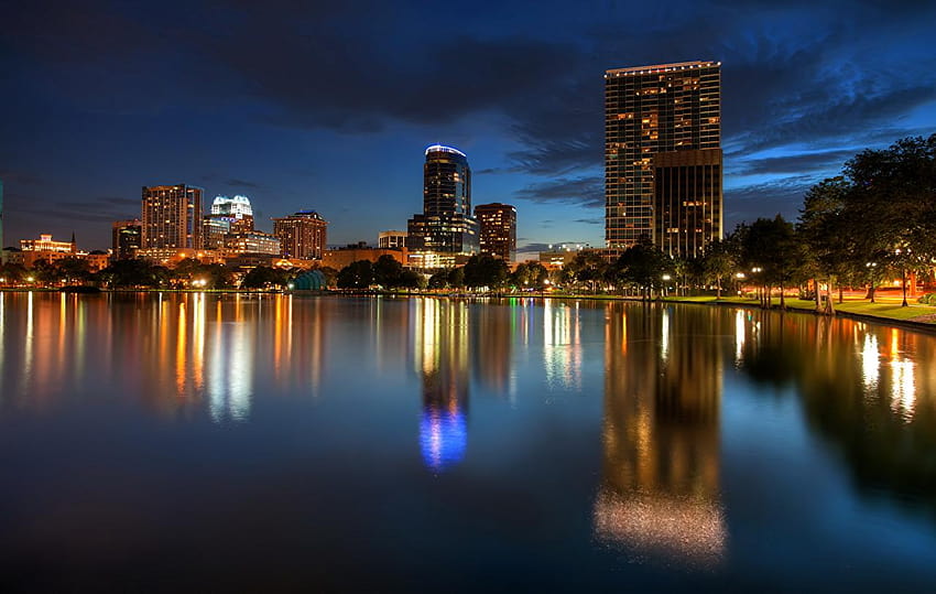Florida USA Orlando Night Coast Cities HD wallpaper