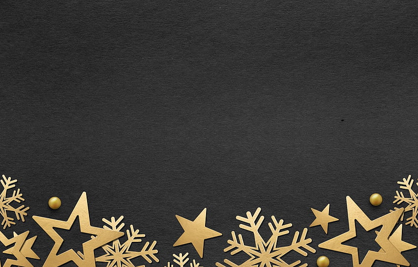 冬, 雪片, ゴールデン, 黒の背景, 黒, クリスマス, 冬, 背景, 星, 雪片, セクション текстуры, ブラック ゴールド クリスマス 高画質の壁紙
