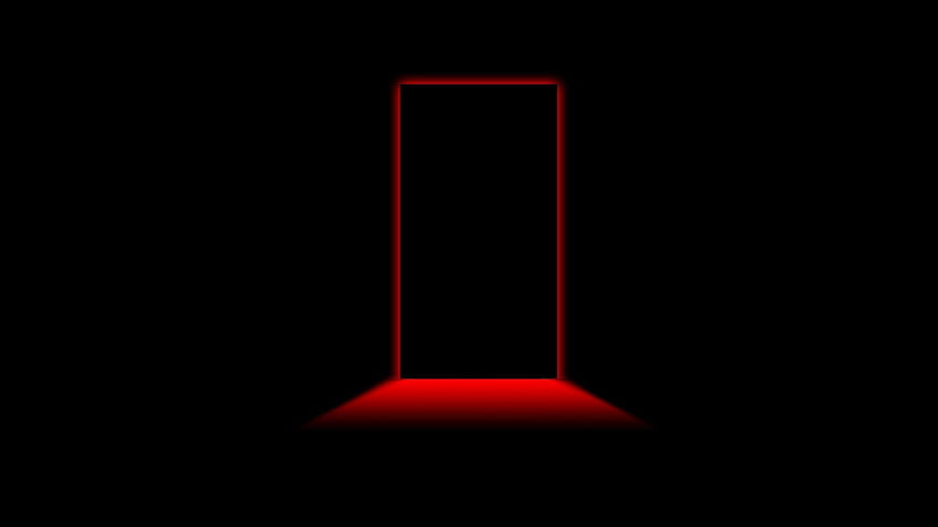 menyeramkan, minimalis, merah, lampu merah, latar belakang hitam, pintu, latar belakang hitam muda Wallpaper HD