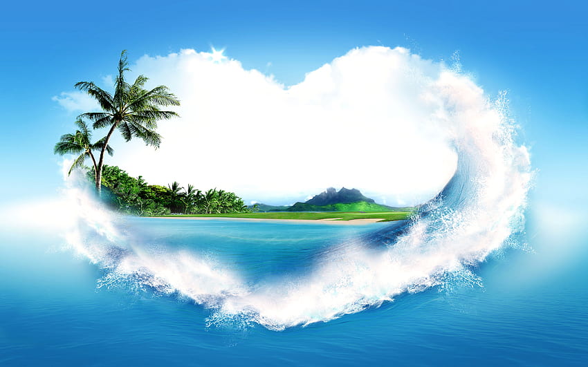miłość panoramiczny, wyspa miłości Tapeta HD