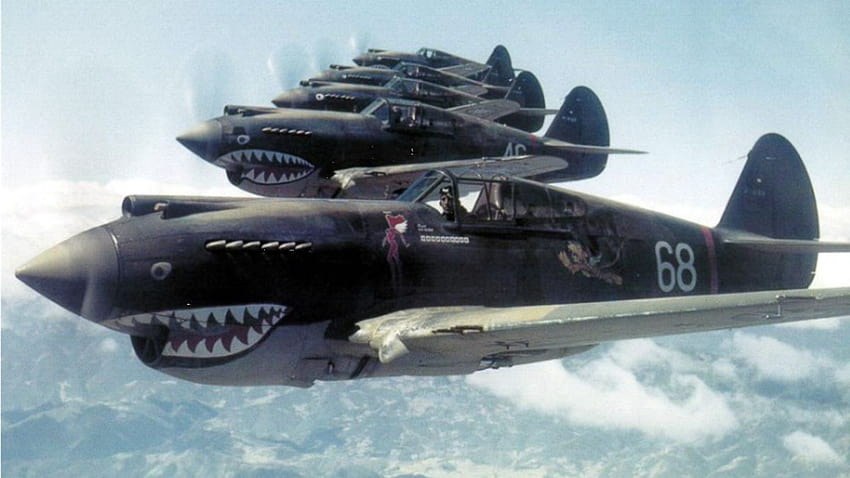 The last World War II vets of the Flying Tigers, fighter plane shark teeth HD wallpaper