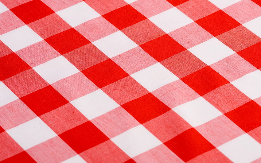 tablecloth, red and white, texture HD wallpaper