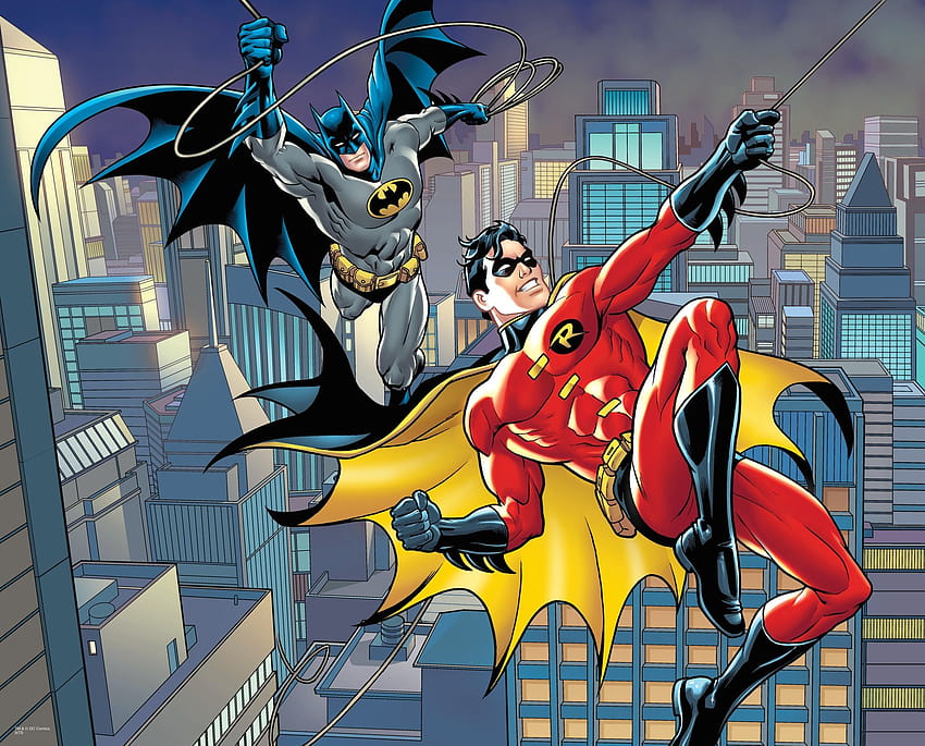 Batman e robin Tim Drake balançam com cordas, batman balançando papel de parede HD