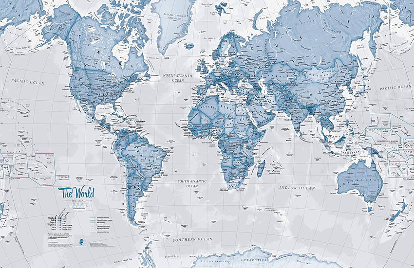 Blue World Atlas Map Mural, blue world water map abstract HD wallpaper