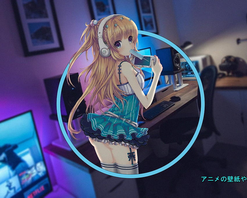 girl, anime, gamers, madskillz, room gamer HD wallpaper