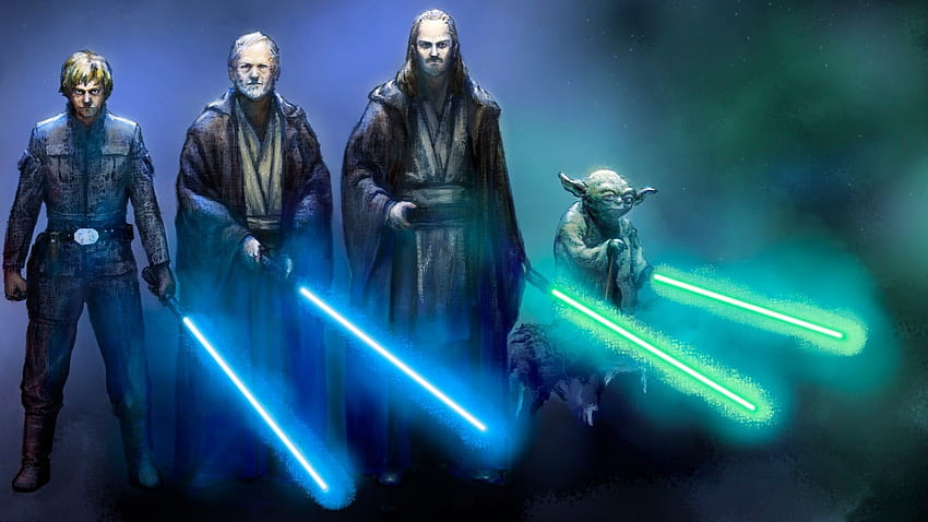 Lightsaber biru Star Wars Luke Skywalker Yoda Obi, luke skywalker menggunakan lightsabernya Wallpaper HD