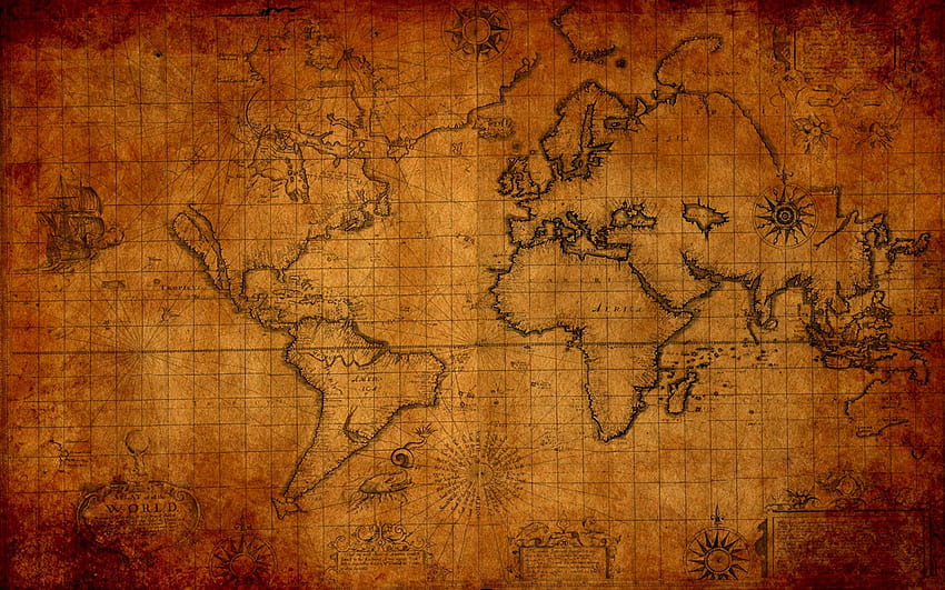 Стара карта на света, древна карта HD тапет