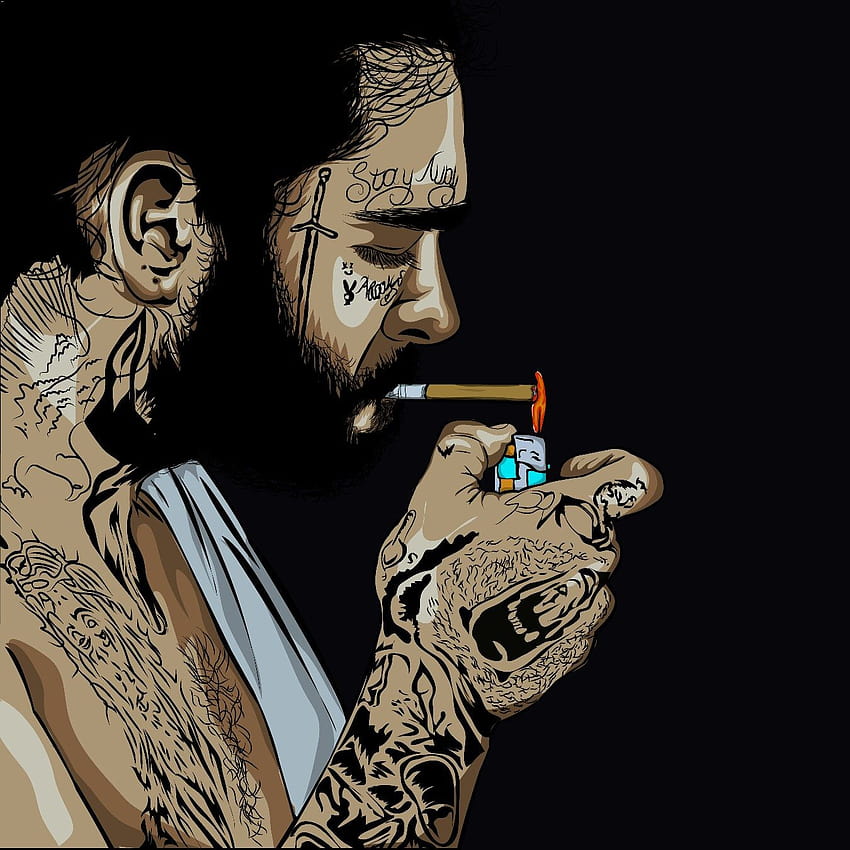Post-Malone-Kunst von, Post-Malone-Rauchen HD-Handy-Hintergrundbild