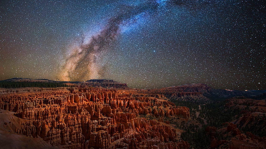 Milky Way Bryce Canyon National Park Utah Estados Unidos papel de parede HD