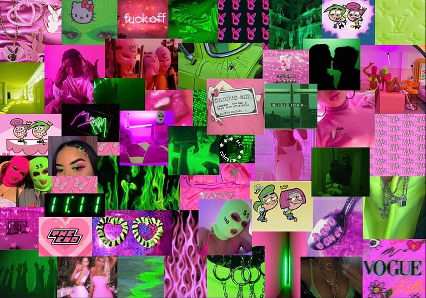 ジェミニ // 2020 年のネオン グリーンとネオン ピンクの美しいラップトップ、グリーン バディ 高画質の壁紙