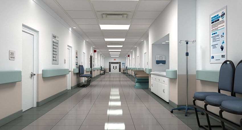  Pasillo de hospital realista modelo 3D, hospitales fondo de pantalla