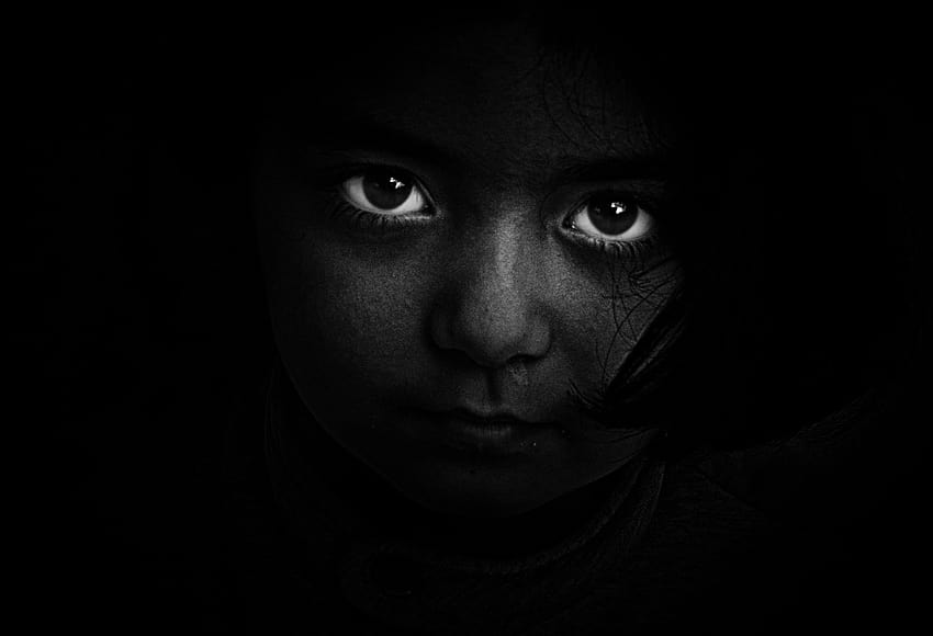 Girl's Face, Black And White, Person, Dark, Eyes • For You, black and white face HD wallpaper