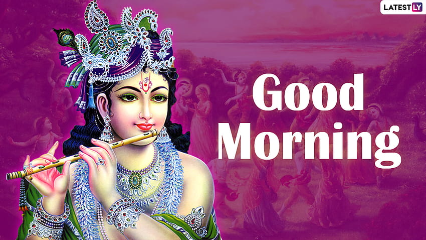 Dzień dobry z Janmashtami 2021 Naklejki WhatsApp: Wyślij Happy Krishna Janmashtami z pozdrowieniami GIF, cytatami Lorda Krishny, Facebookiem i wiadomościami do rodziny i przyjaciół Tapeta HD