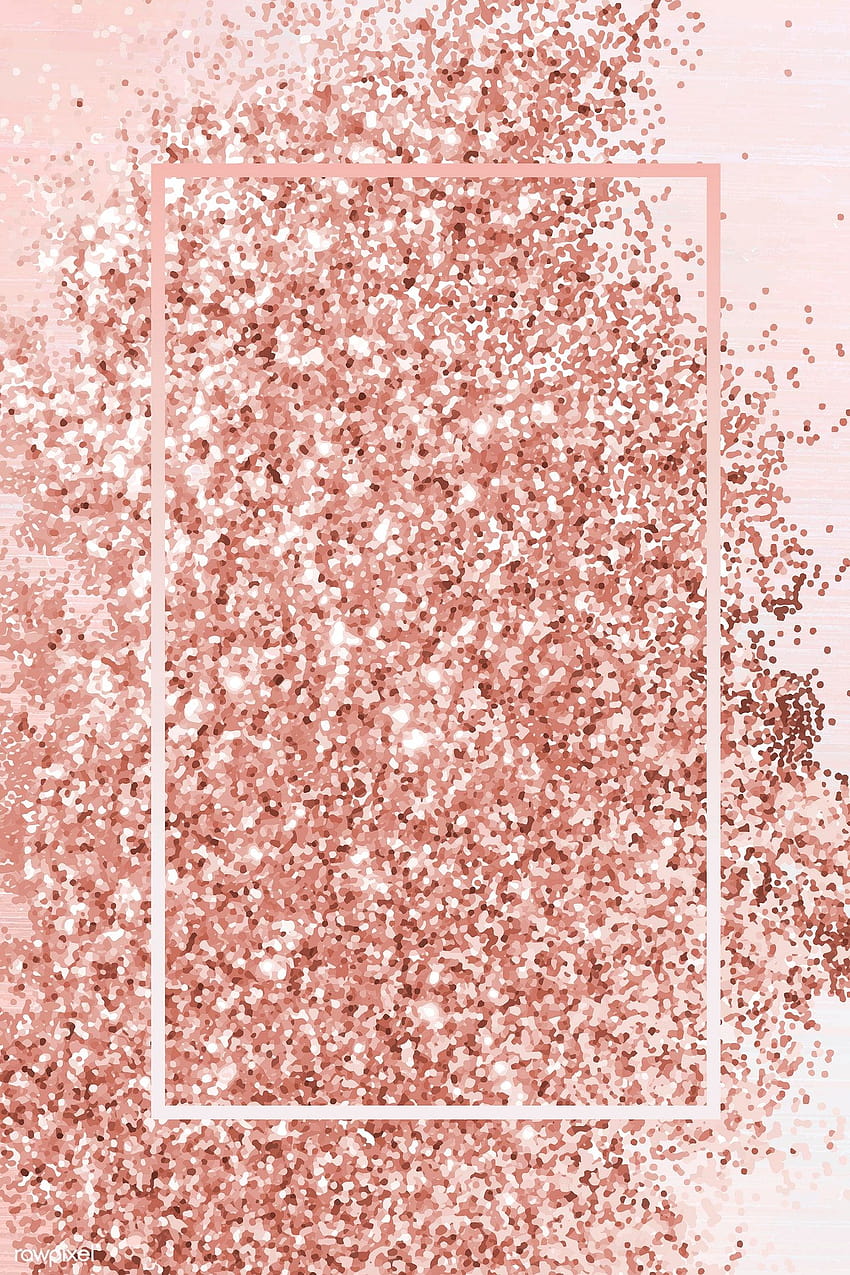 Marco de rectángulo de oro rosa en vector de s brillantes, destellos de oro fondo de pantalla del teléfono
