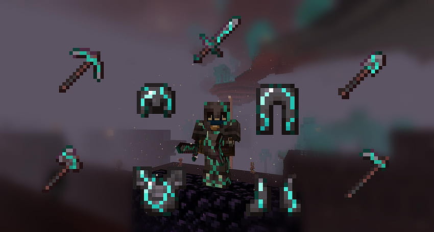 My design for adding a bit of diamond to the Netherite gear.: Minecraft HD wallpaper