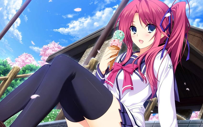 Cute Anime Girl Eat Ice Cream Deskto, cute anime girls HD wallpaper