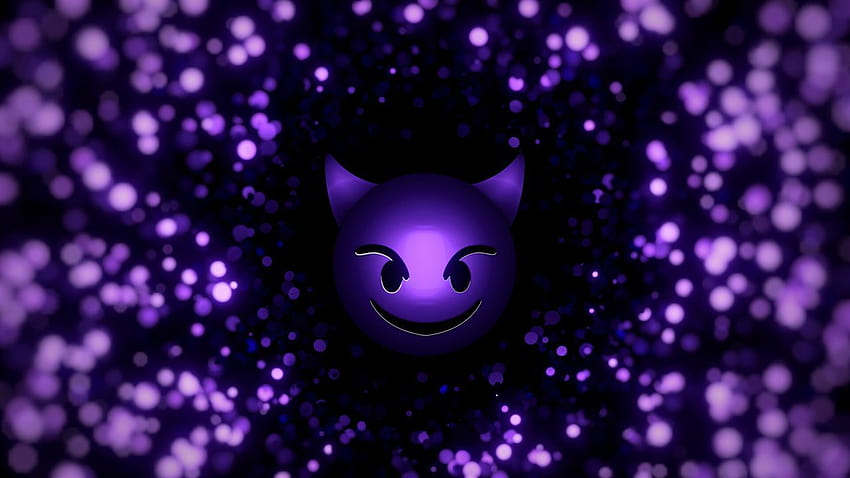 sourire, smiley, diable, particules, violet, diable emoji Fond d'écran HD