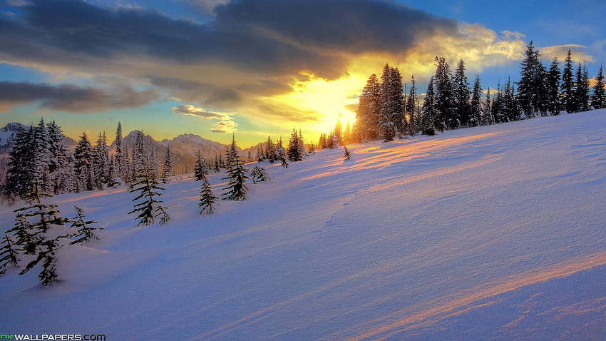 Красив планински зимен пейзаж, 1920x1080 зимен пейзаж HD тапет