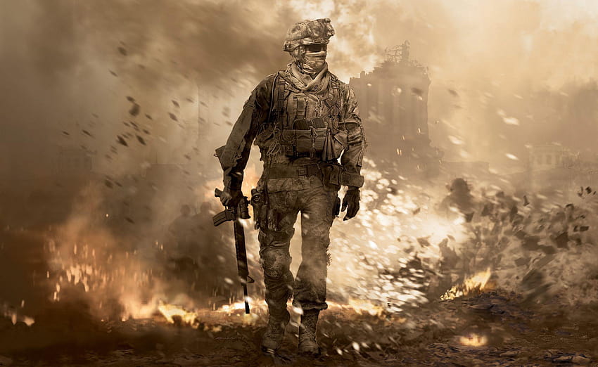 Морски пехотинец, вървящ покрай горящи отломки 2560x1572, американски морски пехотинец HD тапет